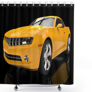 Personality  Yellow Fast Car On Black Background Shower Curtains