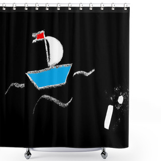 Personality  Chalk Boat Shower Curtains