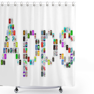 Personality  Apps - Tile Icons Form Word On White Background Shower Curtains