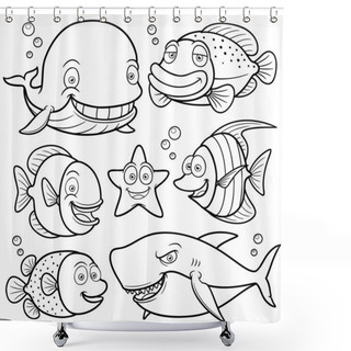 Personality  Sea Animals Collection Shower Curtains