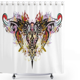 Personality  Colorful Deer Head In Grunge Style Shower Curtains