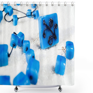 Personality  Blue Female Ornaments Shower Curtains