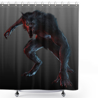 Personality  Fantasy Halloween Scary Werewolf In Threatening Pose Shower Curtains