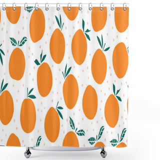 Personality  Stylish Citrus Oranges Fruits Seamless Pattern Shower Curtains