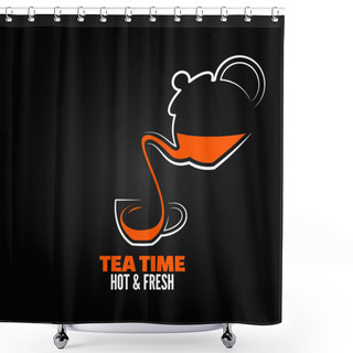 Personality  Tea Cup Design Menu Backgraund Shower Curtains