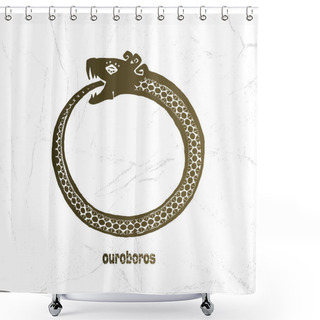 Personality  Ouroboros Symbol, Snake Eating Its Own Tail Vector Logotype, Eternity Esoteric Symbol Shower Curtains