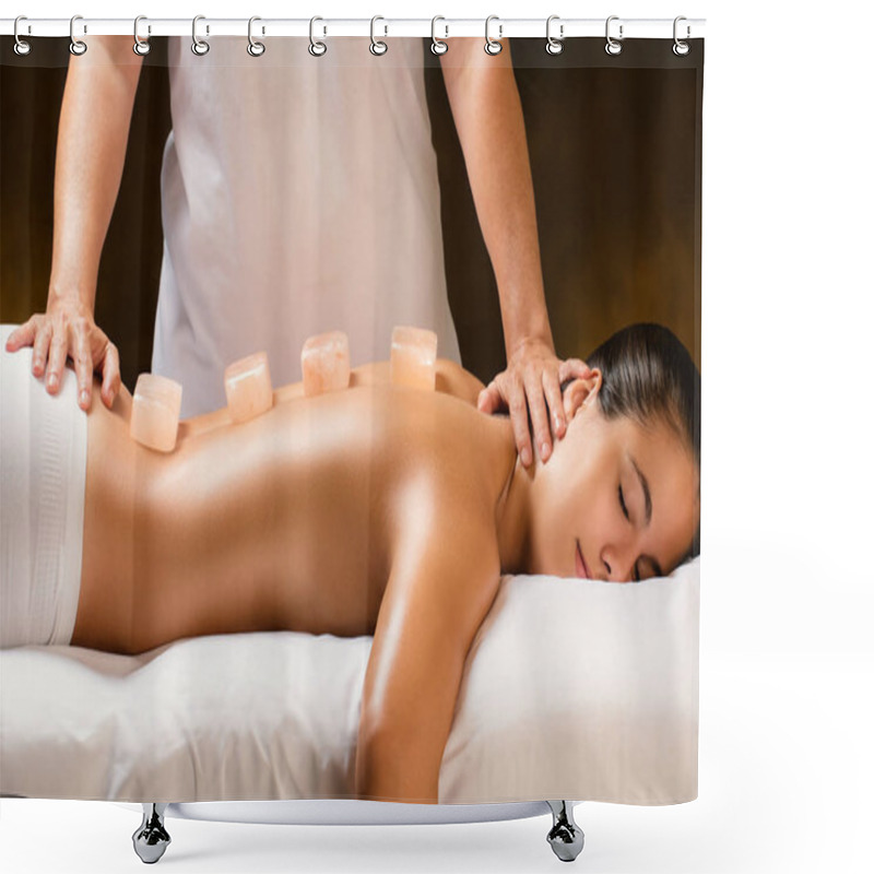 Personality  Woman Having Hot Stone Massage Shower Curtains