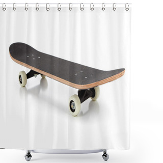 Personality  Black Skate Board On A White Background Shower Curtains