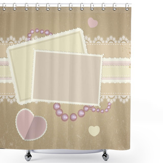 Personality  Square Cards On Romantic Background Shower Curtains