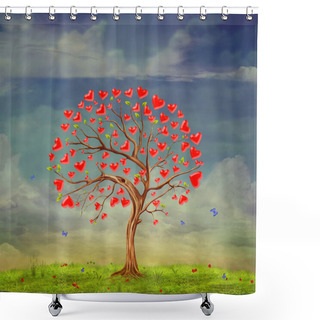 Personality  Tree Of Love Shower Curtains
