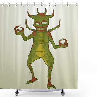 Personality  Green Scary Monster Shower Curtains