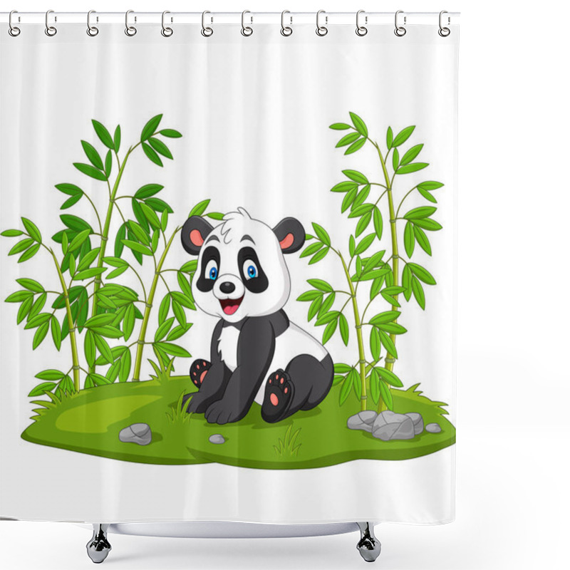 Personality  Vector Illustration Of Cartoon Panda In The Bamboo Tree Shower Curtains