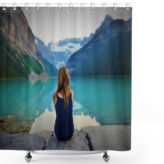Personality  Waiting For The Sunset At Lake Louise, Canada Shower Curtains