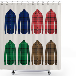 Personality  Vector Plaid Shirts Patterned Front And Back View Design Shower Curtains