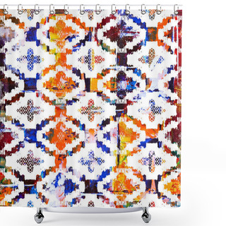 Personality  Geometric Texture Pattern With Watercolor Effect Shower Curtains