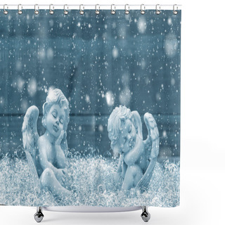 Personality  Slipping Guardian Angel Christmas Decoration Vintage Style Shower Curtains