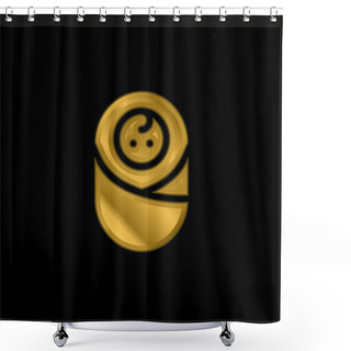 Personality  Baby Gold Plated Metalic Icon Or Logo Vector Shower Curtains