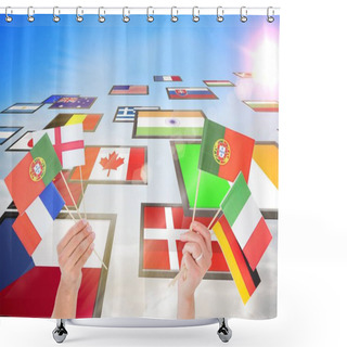 Personality  Panel With Flags In Sky Shower Curtains
