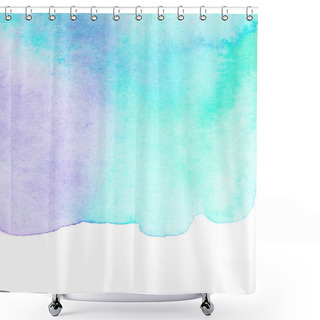 Personality  Abstract Watercolor Hand Paint Texture, Isolated On White Background. Teal Or Turquoise Watercolour Spot, Color Splash Shower Curtains