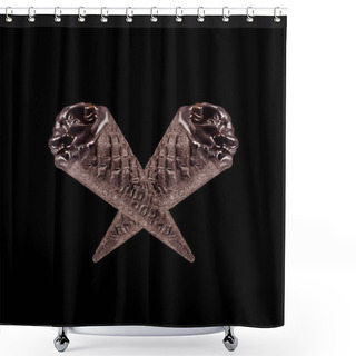 Personality  Elevated View Of Two Black Ice Cream Isolated On Black Shower Curtains