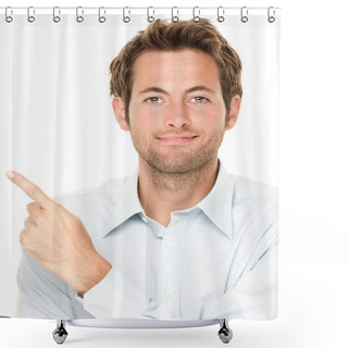 Personality  Casual Businessman Pointing Shower Curtains