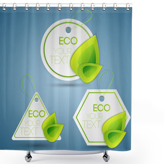 Personality  Vector Set Of Eco Labels. Shower Curtains
