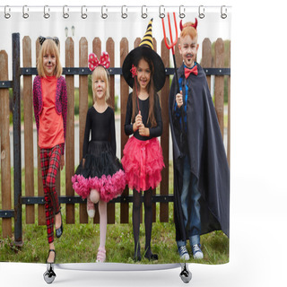 Personality  Halloween Kids In Costumes Shower Curtains