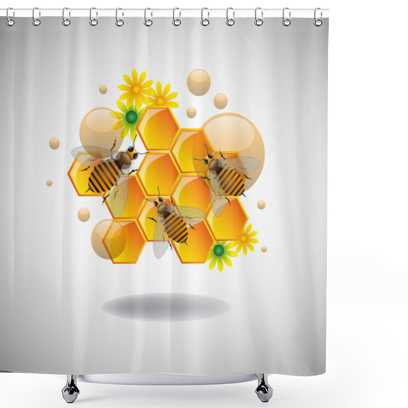 Personality  Honeycomb Cells And Bees Shower Curtains