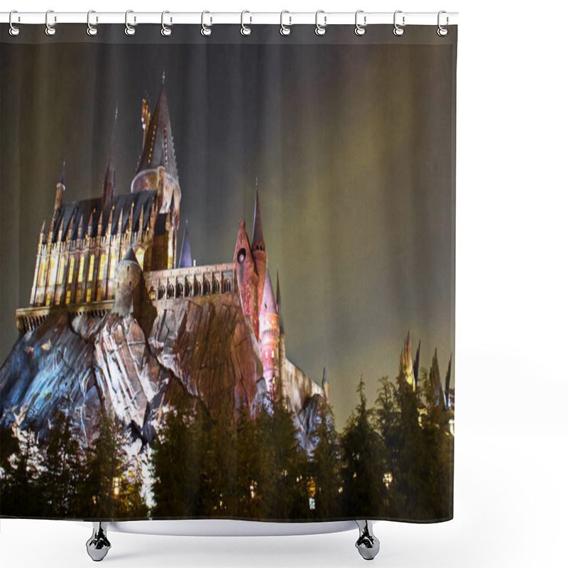 Personality  Osaka, Japan - Dec 02, 2017: View Of Hogwarts Castle At The Wizarding World Of Harry Potter In Universal Studios Japan. Shower Curtains