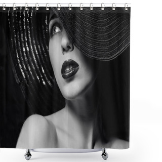 Personality  Mysterious Woman In Black Hat Shower Curtains