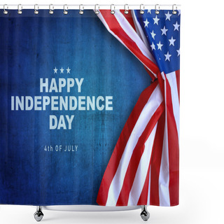 Personality  Happy Independence Day Message With American Flag. Happy Independence Day Shower Curtains