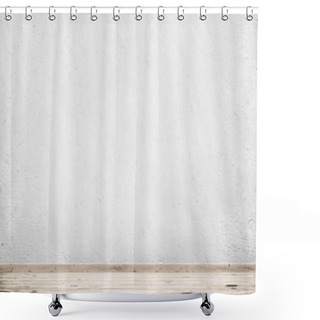Personality  Room Interior Vintage With White Concrete Wall And Wood Floor Background Shower Curtains