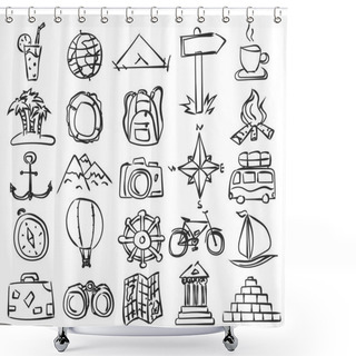 Personality  Vector Travel Icons Shower Curtains