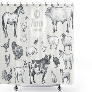 Personality  Farm Livestock And Poultry Set. Shower Curtains