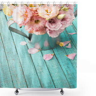 Personality  Beautiful Flowers In Watering Can Shower Curtains
