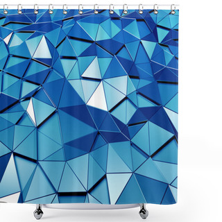 Personality  Abstract 3D Rendering Of Low Poly Blue Surface. Shower Curtains