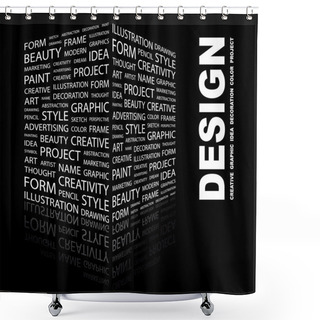 Personality  DESIGN. Word Collage On Black Background Shower Curtains