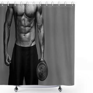 Personality  Muscular Bodybuilder Guy Close Up Monochrome Shower Curtains