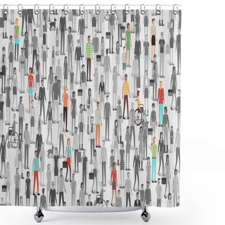 Personality  Crowd Of People With Few Individuals Highlighted Shower Curtains