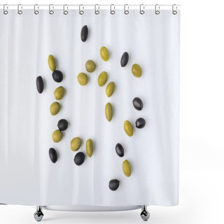 Personality  Scattered Green And Black Olives  Shower Curtains