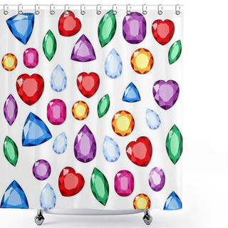 Personality  Set Of Realistic Jewels. Colorful Gemstones. Raster Gemstone Illustration Shower Curtains