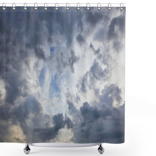 Personality  Dark Clouds On Blue Sky Background With Copy Space Shower Curtains