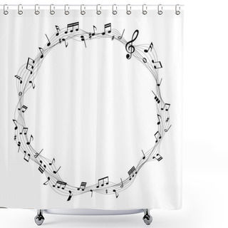 Personality  Vector Sheet Music Round Frame - Musical Notes Melody On White Background Shower Curtains