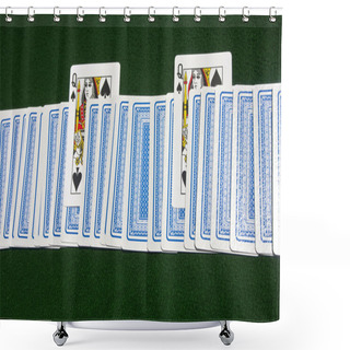 Personality  Deck Of Cards With Two Queens Of Spades Shower Curtains