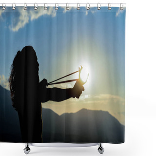 Personality  Sling Shot Position Shower Curtains