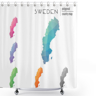 Personality  Set Of Vector Polygonal Sweden Maps. Shower Curtains