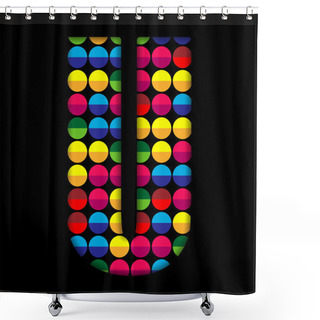 Personality  Alphabet Dots Color On Black Background U Shower Curtains