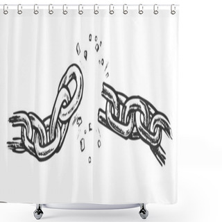 Personality  Broken Metallic Chain Freedom Concept Ink Vector Shower Curtains