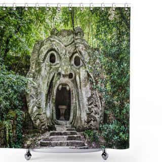 Personality  Parco Dei Mostri (Park Of The Monsters) In Bomarzo, Province Of Viterbo, Lazio, Italy Shower Curtains