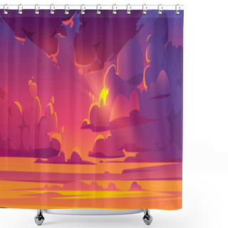 Personality  Sunset Sky With Sun Peek Out Of Fluffy Clouds Shower Curtains